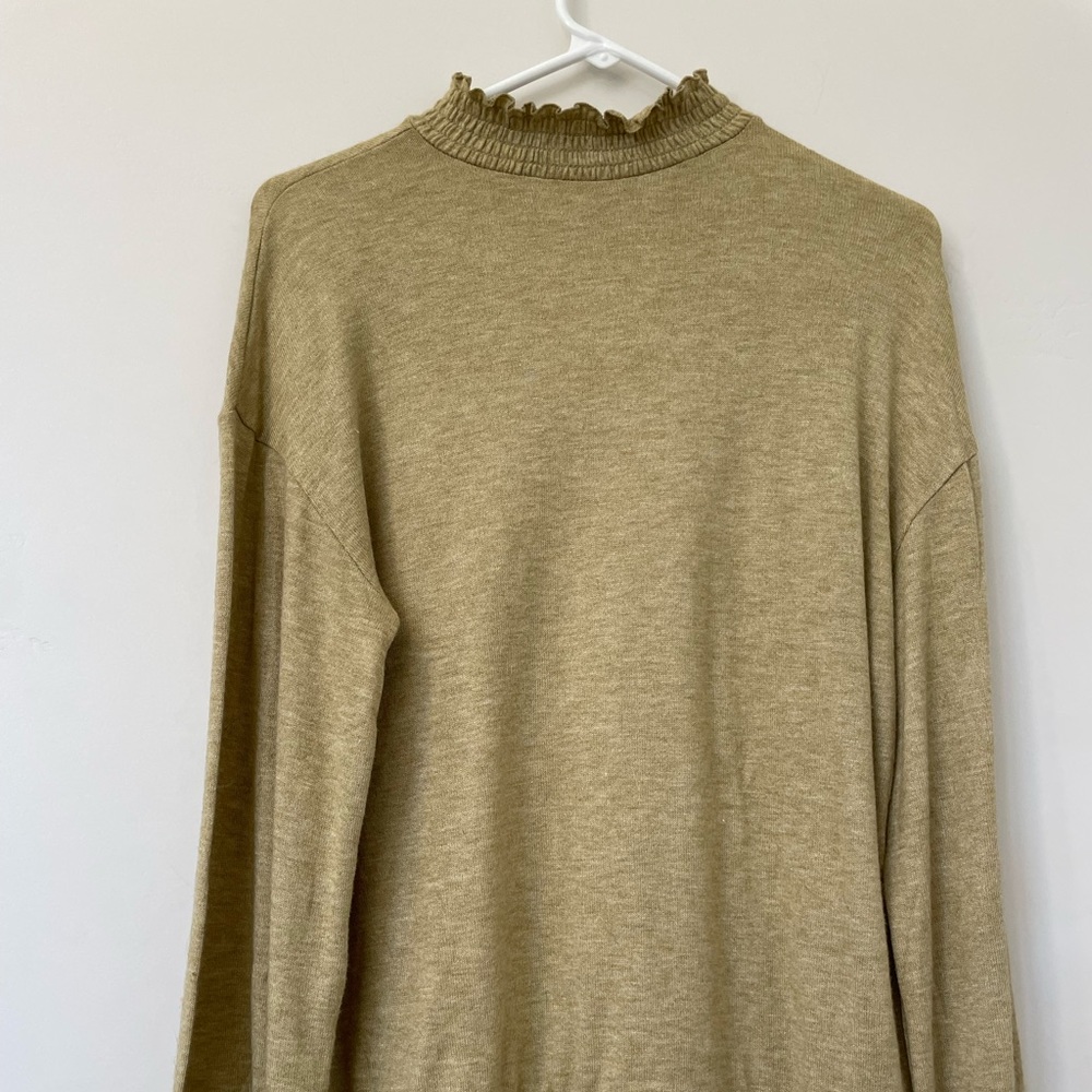 RUCHED GREEN/YELLOW LONG SLEEVE SHIRT